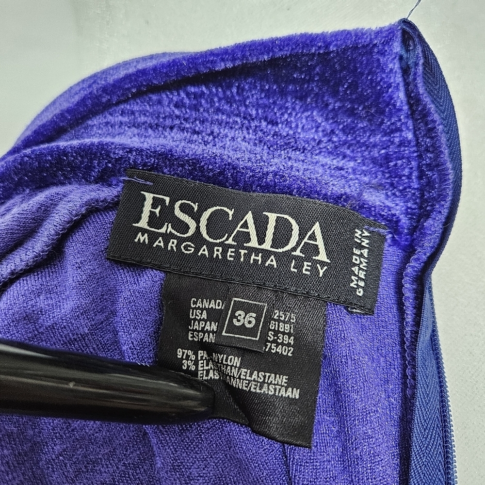 ESCADA by Margaretha Ley Vintage Women's Purple Velvet Mock Neck Bodysuit Small - Picture 3 of 12